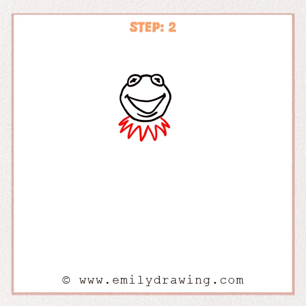 how to draw a kermit the frog - Step 2